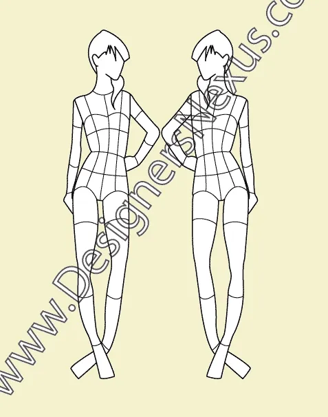 Preteen Girl Fashion Croqui Template 003