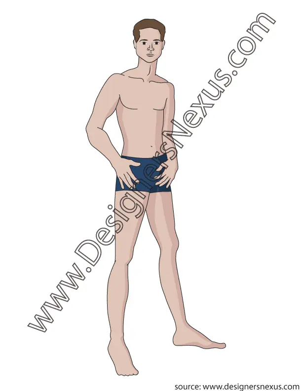 004 3/4-view, rendered, male fashion croqui - group 20