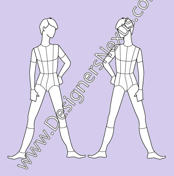 Preteen Boy Fashion Croqui Template (004)