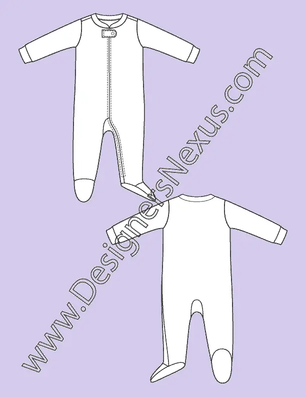 005 Fashion Flat Sketch of a baby's onesie