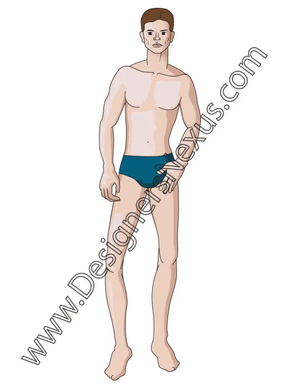 006 Front view, rendered, male fashion croqui - group 20