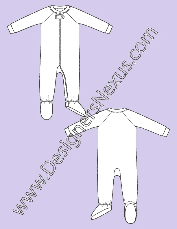 007 Fashion Flat Sketch of a women's, baby's onesie.