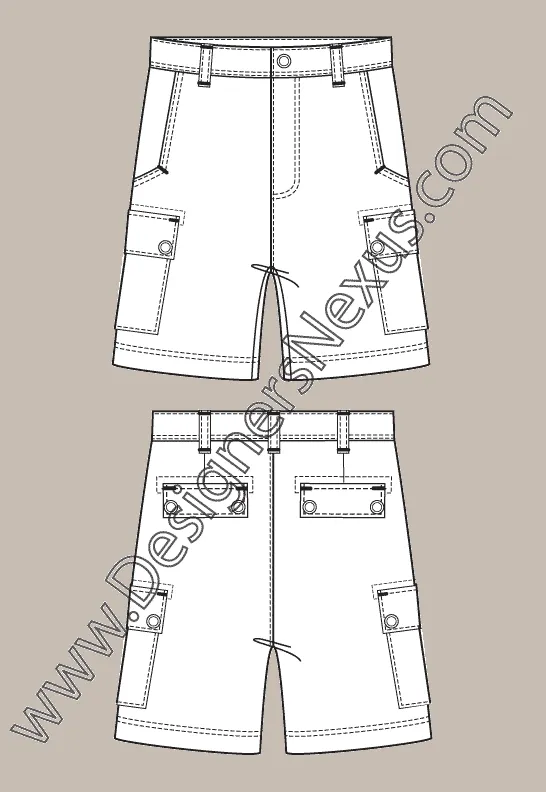 007-mens-flat-sketch-cargo-shorts-sketch – FashionDesign411