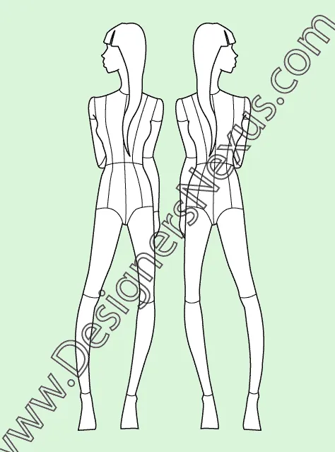 Preteen Girl Fashion Croqui Template (009)