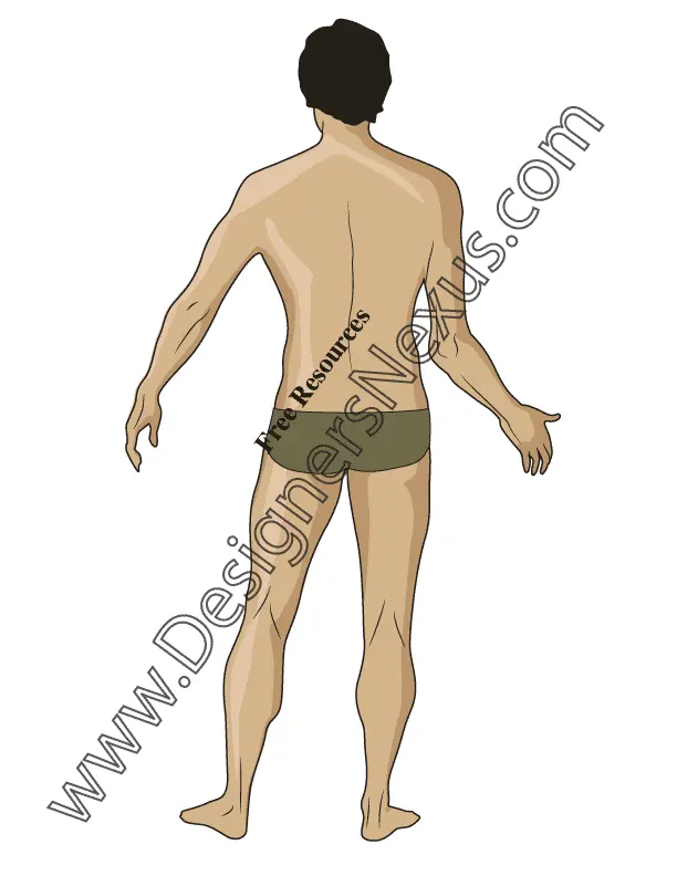 012 back view, natural proportions model men's fashion croqui