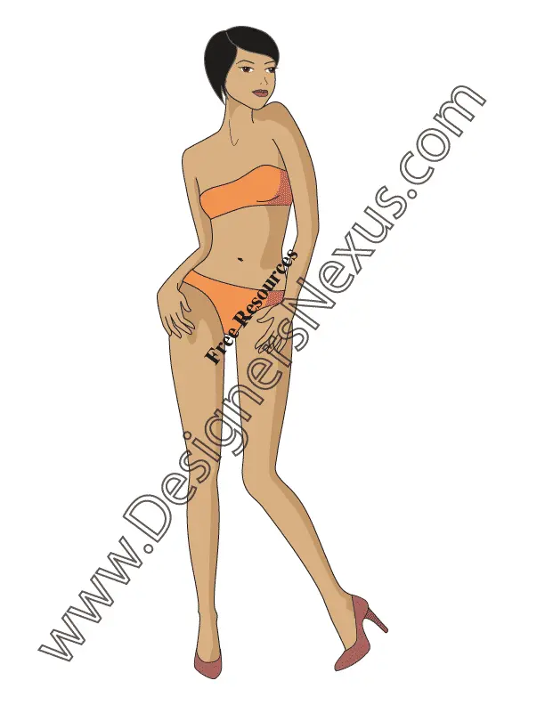 013 front view, rendered women's fashion croqui - group 18
