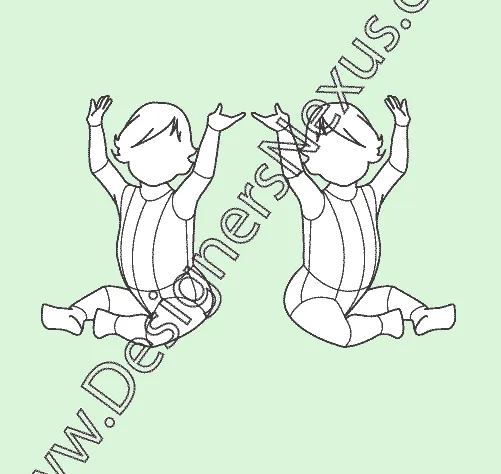 014 sitting pose, toddlers' fashion croqui template with garment style lines