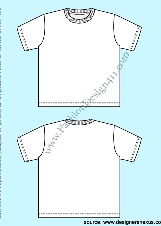 028 Fashion Flat Sketch of a kid's classic, crew neck T-shirt
