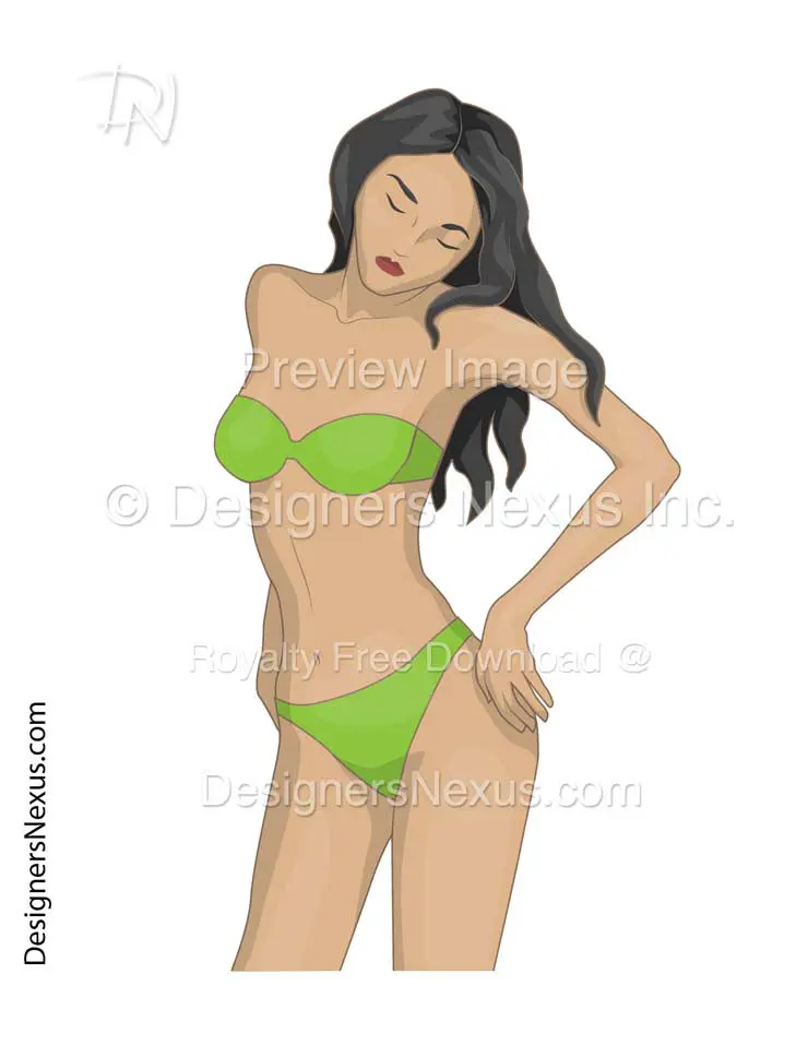029 rendered fashion croqui of a female model upper body - group 16