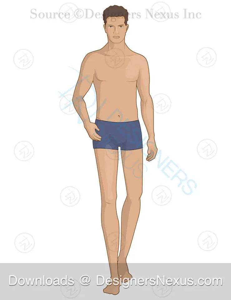 034 front view, rendered, male fashion croqui - group 21