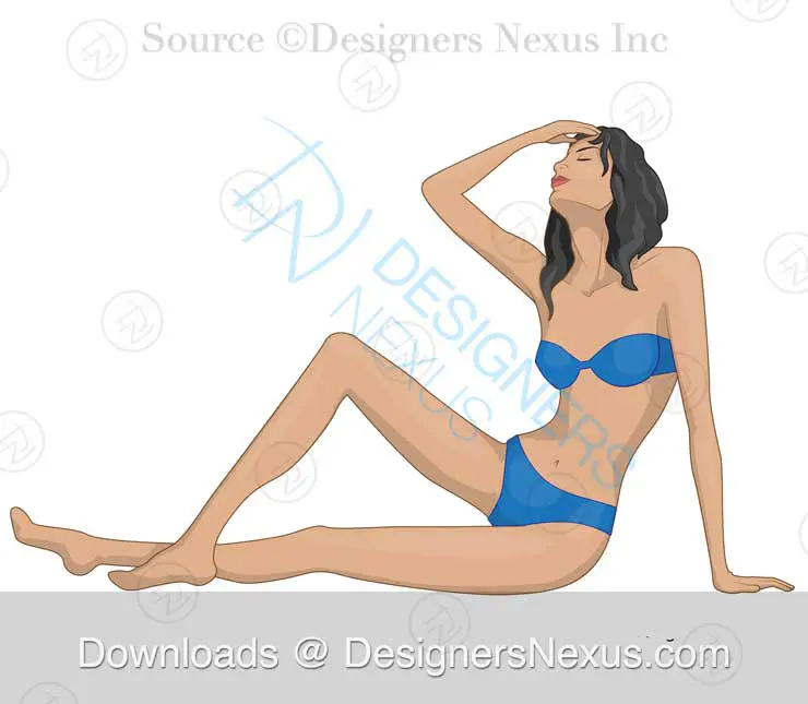 046 sitting pose, rendered women's fashion croqui - group 16