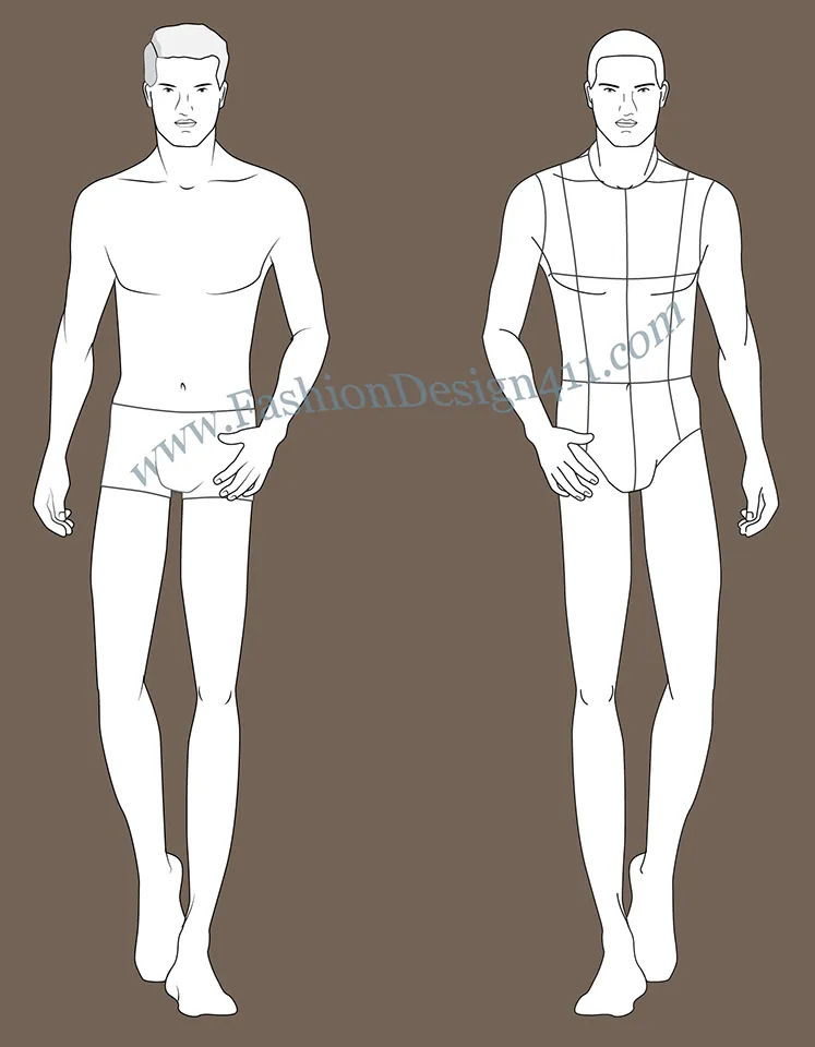 Male Model fashion croquis (058) - group 3