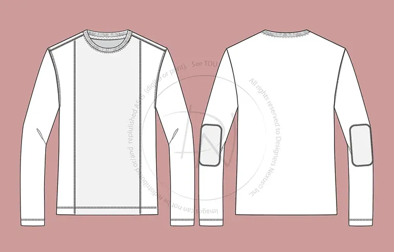 Men's Crew Neck, Pullover Knit Top Fashion Flat Sketch (1002)