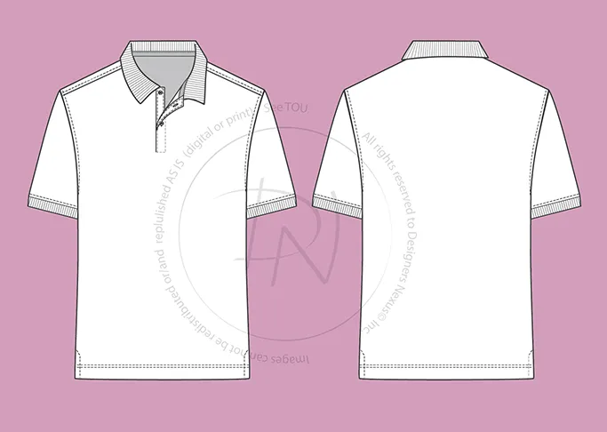 Men's Polo Shirt Fashion Flat Sketch (1007)