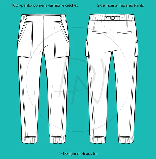 Women's Elastic Cuffs Pull-On Pant - Fashion Flat Sketch (1024)