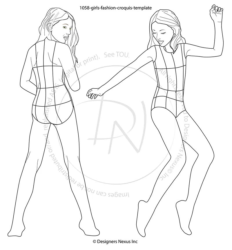 Kids girls Fashion Figure Template Fashion Croquis Kids 