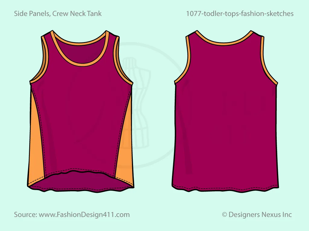 Toddlers' Crew Neck Tank Top Fashion Flat Sketch (1077)
