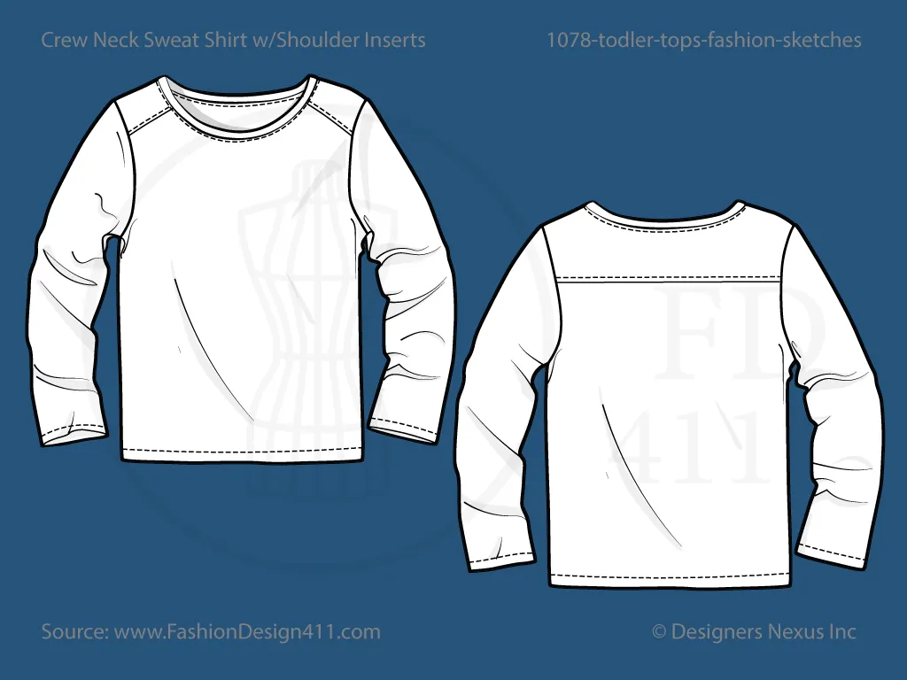 Toddlers' Sweatshirt Fashion Flat Sketch (1078)