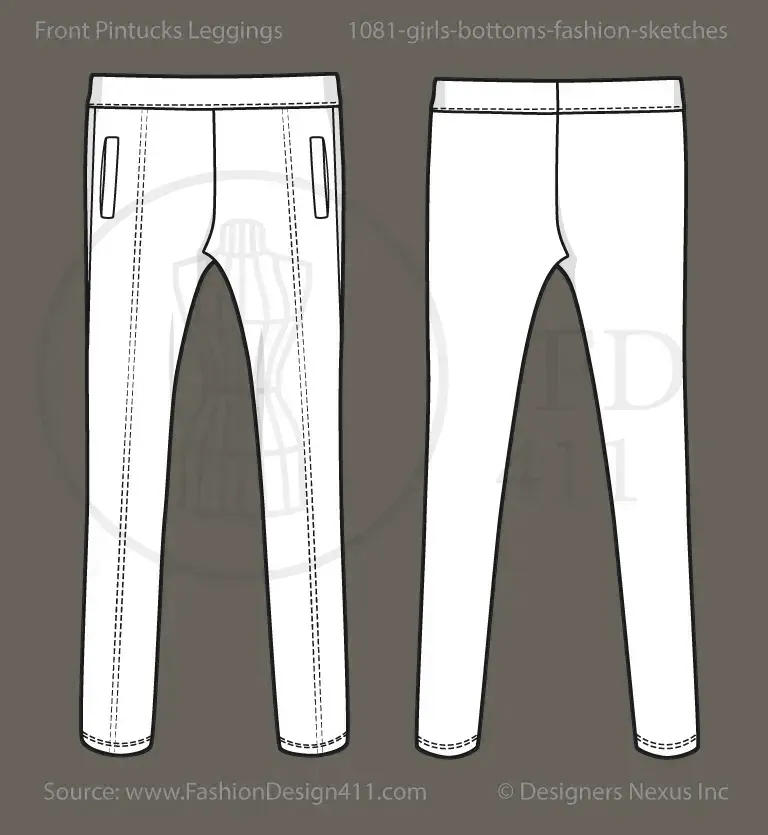 Girls' Pinktucks Leggings Fashion Flat Sketch (1081)