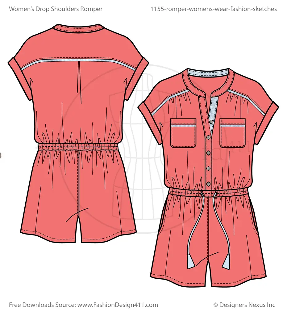 Fashion flat sketch of a women's romper